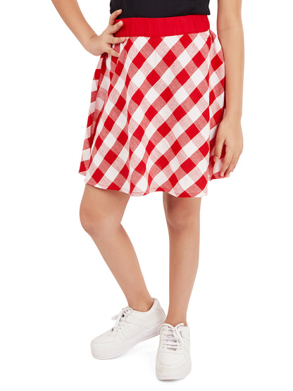 Olele® Girls Ashley Skirt with Safty Pant - Red and White Cotton Check