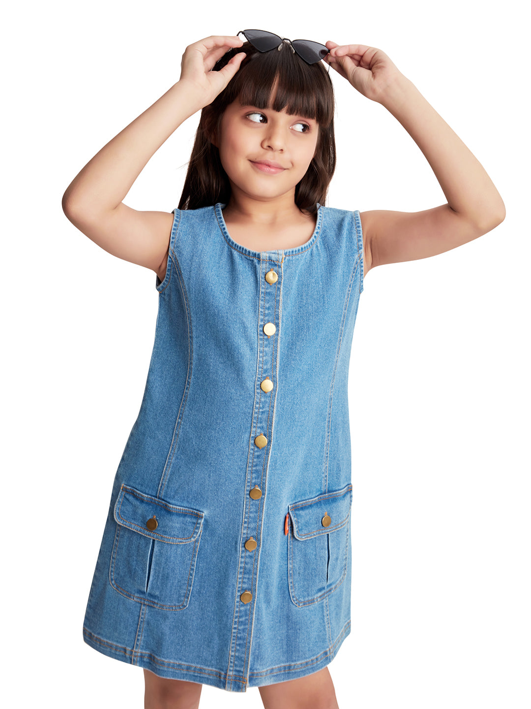 Olele® Girls Ashley A-Line Dress - Cotton Denim