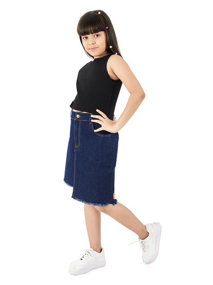 Olele® Girls Daisy Denim Skirt - Blue Indigo