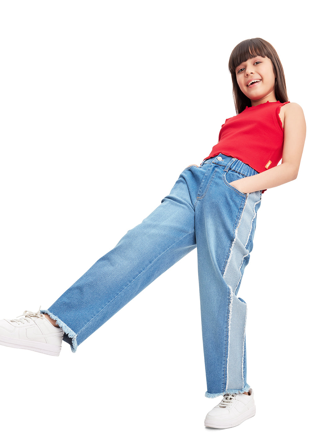 Olele® Girls Down Town Relaxed Fit Jeans Pant - Cotton Denim