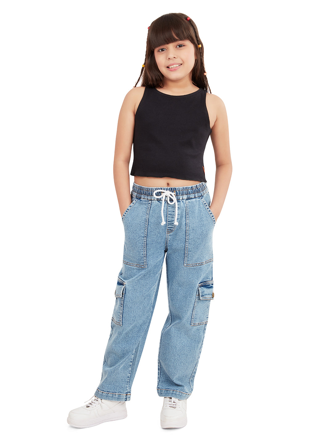 Olele® Girls Camila Cargo Pant - Cotton Denim