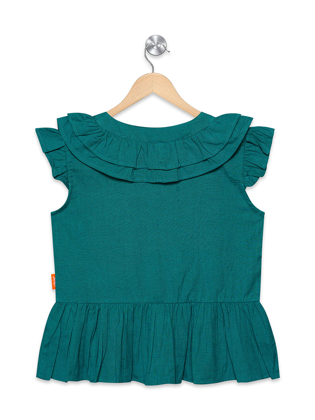 Olele® Girls Victoria Ruffle Top - Pure Teal Mill Made Cotton