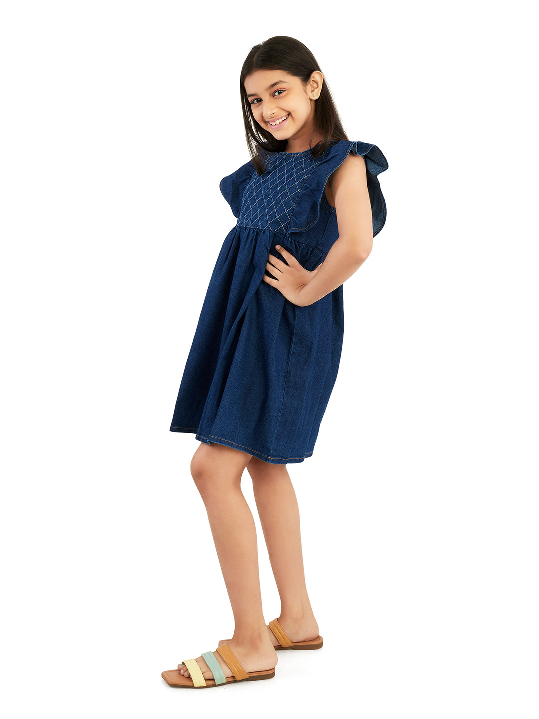 Olele® Girls Denim Ruffle Dress