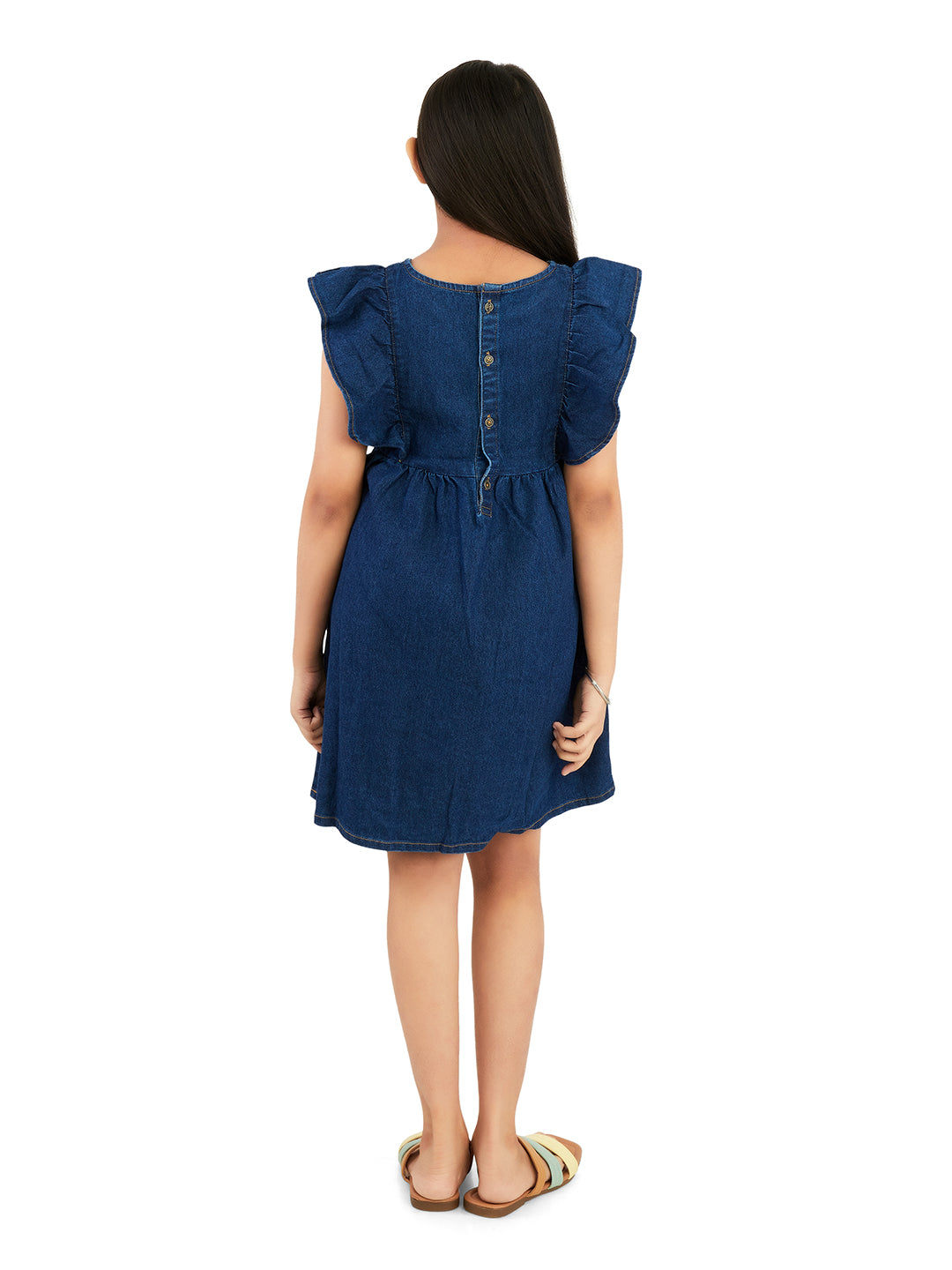 Olele® Girls Denim Ruffle Dress