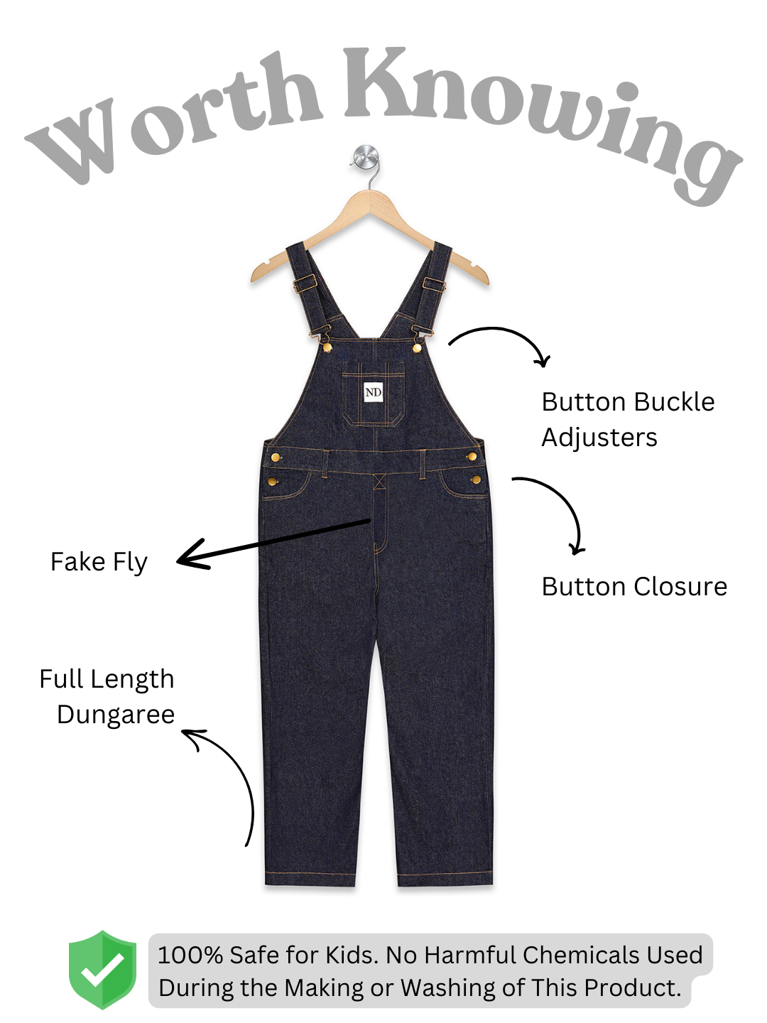 Know Raw Cotton Denim Vanilla Dungaree