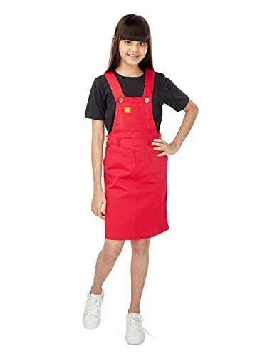 Olele® Girls Dungaree Dress - Tomato Red