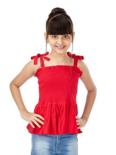 Olele® Girls Smocked Crop Top - Red